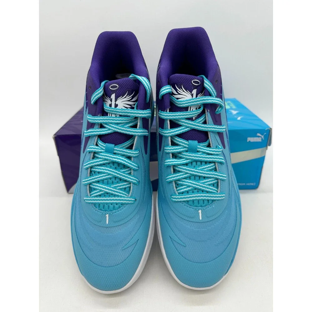 PUMA MB.02 LaMelo Ball Men's size 11.5 Blue "Hornets" Basketball Shoes 379779 01 - Picture 4 of 6
